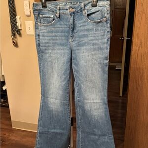 American Eagle Outfitters Women's Next level stretch light Blue Flare Jeans
